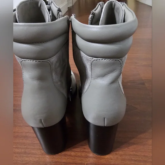 White House Black Market Gray Suede Lace-Up Ankle Boots - Picture 3 of 5
